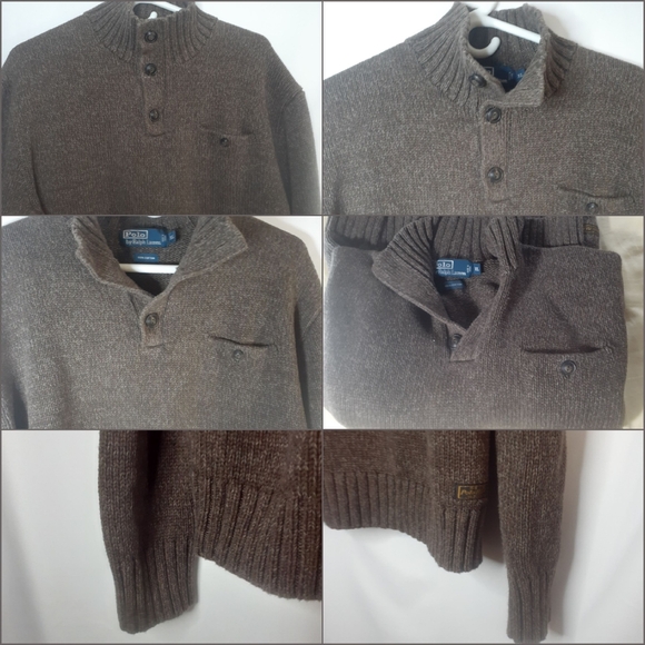 Polo Ralph Lauren Classic Brown Heather 1/4 Button Down Cotton Men's XL - Picture 5 of 16